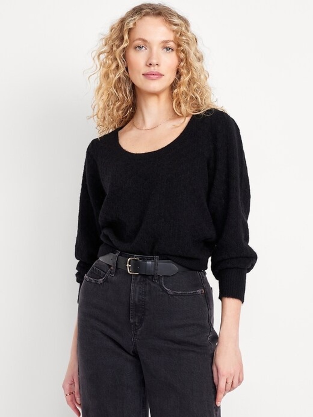 Old Navy Black Scoop-Neck Pointelle Knit Sweater